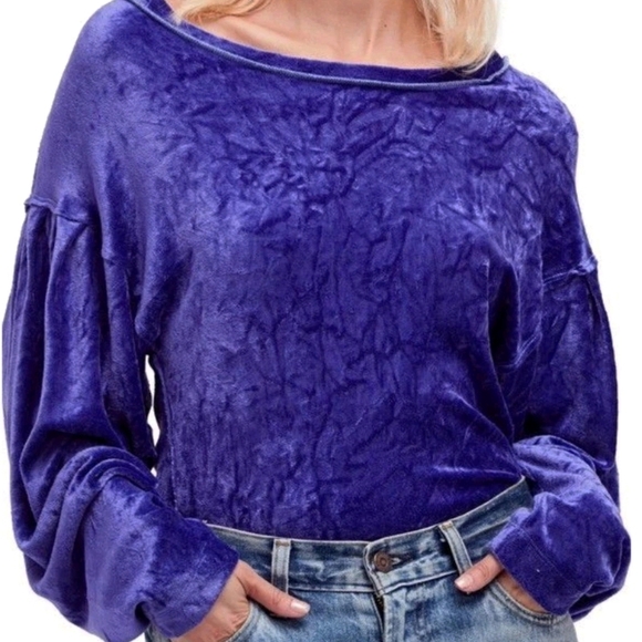 Free People Plenty of Pleats Top Small 2 4 Oversized Dolman Contrast Stitching - Picture 2 of 6
